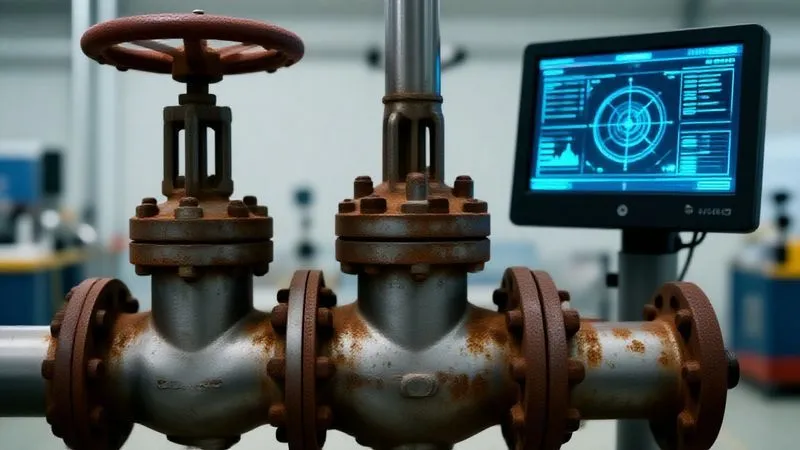 A photorealistic, professional photography image of a stark contrast between an old, robust industrial valve with heavy rust and a modern, sleek digital HMI (Human-Machine Interface) screen displaying complex data, both in the same frame. Cinematic lighting highlights the textures, sharp focus on both elements, depth of field subtly blurring the background, 8K hyper-detailed, symbolizing the integration of legacy and modern technology in ICS. A photorealistic, professional photography image of a stark contrast between an old, robust industrial valve with heavy rust and a modern, sleek digital HMI (Human-Machine Interface) screen displaying complex data, both in the same frame. Cinematic lighting highlights the textures, sharp focus on both elements, depth of field subtly blurring the background, 8K hyper-detailed, symbolizing the integration of legacy and modern technology in ICS.