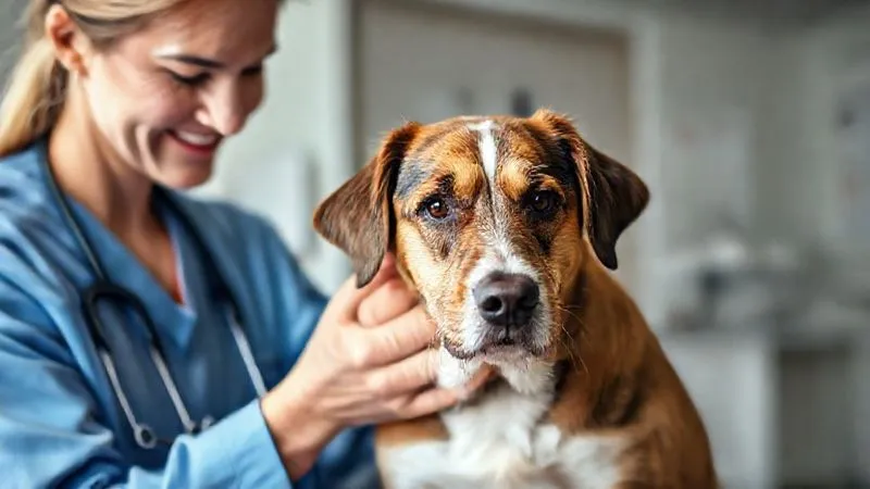 A photorealistic image of a veterinarian gently examining an older dog during a wellness check-up, with a caring expression, soft natural lighting, sharp focus on the interaction, depth of field blurring the clinic background, professional photography, 8K hyper-detailed. A photorealistic image of a veterinarian gently examining an older dog during a wellness check-up, with a caring expression, soft natural lighting, sharp focus on the interaction, depth of field blurring the clinic background, professional photography, 8K hyper-detailed.