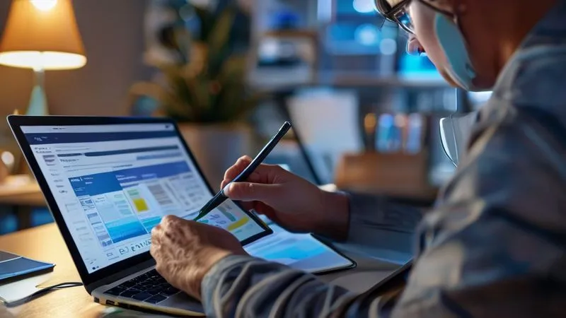 A photorealistic image of a person on a phone call, holding a list of doctor names and insurance cards, with a laptop open displaying a health insurance website in the background. The scene is well-lit and professional, conveying diligent research. Professional photography, 8K, cinematic lighting, sharp focus, depth of field, shot on a high-end DSLR.