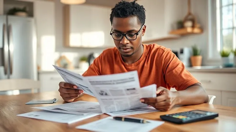 A photorealistic image of a diverse homeowner, perhaps a single parent or young professional, sitting at a kitchen table, meticulously reviewing mortgage statements, property tax documents, and a recent home appraisal report. A calculator and pen are nearby. The lighting is natural and clear, indicating transparency and diligence. Cinematic lighting, sharp focus, depth of field, 8K hyper-detailed, professional photography, conveying empowerment and financial literacy.
