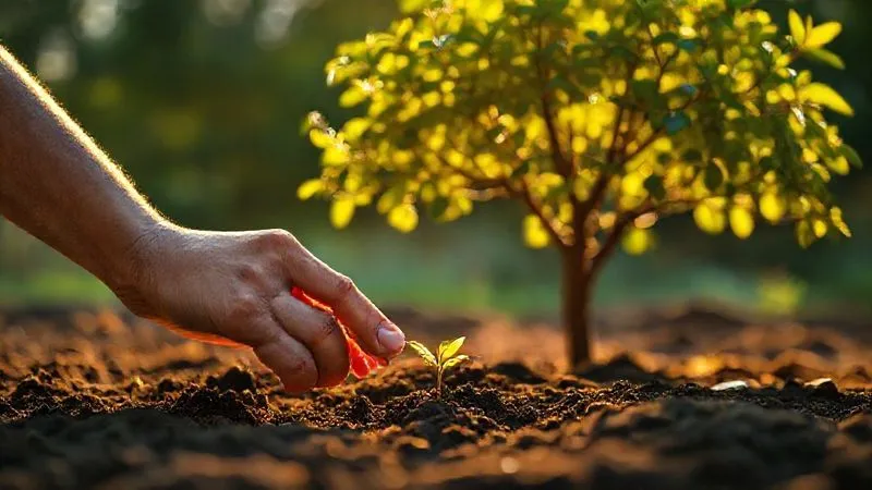 A photorealistic, professional photography, 8K, cinematic lighting, sharp focus, depth of field, shot on a high-end DSLR of an elegant, wise-looking hand carefully placing a small, illuminated seed into fertile soil, with a vibrant, flourishing tree in the background, symbolizing long-term growth and legacy. The scene evokes security, foresight, and generational wealth transfer, with a warm, golden glow. A photorealistic, professional photography, 8K, cinematic lighting, sharp focus, depth of field, shot on a high-end DSLR of an elegant, wise-looking hand carefully placing a small, illuminated seed into fertile soil, with a vibrant, flourishing tree in the background, symbolizing long-term growth and legacy. The scene evokes security, foresight, and generational wealth transfer, with a warm, golden glow.
