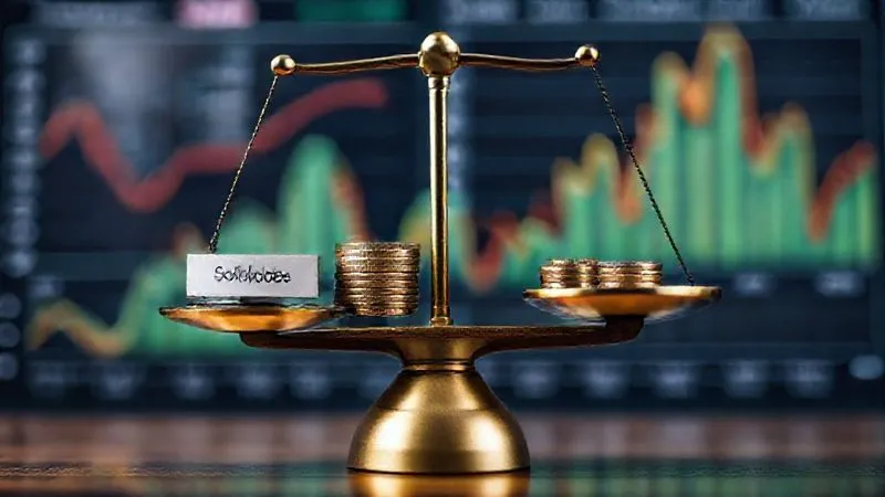 Photorealistic professional photography of a balanced scale, with one side holding a stack of coins labeled 'Cash Value' and the other side a smaller stack of coins labeled 'Cost of Insurance', against a backdrop of financial charts, cinematic lighting, sharp focus on the scale, depth of field blurring the background, 8K hyper-detailed, shot on a high-end DSLR, symbolizing the delicate balance of policy components.