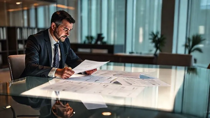 A photorealistic image of a legal team (attorney and client) reviewing complex documents on a large, illuminated table in a modern office, symbolizing proactive legal strategy and defense. Professional photography, 8K, cinematic lighting, sharp focus on the documents and faces, depth of field, shot on a high-end DSLR. A photorealistic image of a legal team (attorney and client) reviewing complex documents on a large, illuminated table in a modern office, symbolizing proactive legal strategy and defense. Professional photography, 8K, cinematic lighting, sharp focus on the documents and faces, depth of field, shot on a high-end DSLR.