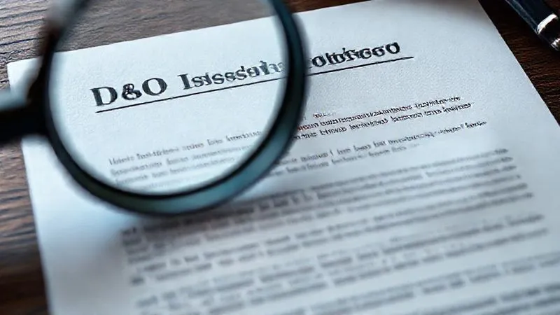 A photorealistic close-up of a D&O insurance policy document, with key exclusion clauses highlighted in red, a magnifying glass resting on the text, cinematic lighting, sharp focus on the document, depth of field blurring a legal backdrop, 8K, professional photography. A photorealistic close-up of a D&O insurance policy document, with key exclusion clauses highlighted in red, a magnifying glass resting on the text, cinematic lighting, sharp focus on the document, depth of field blurring a legal backdrop, 8K, professional photography.