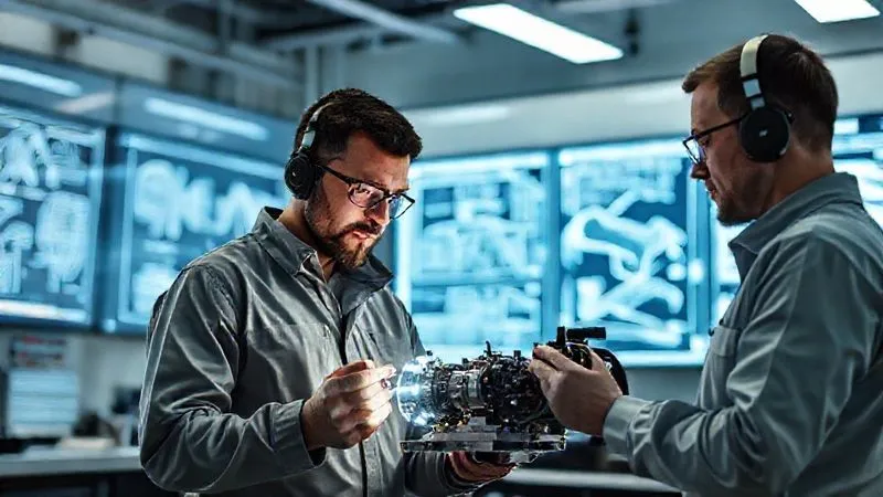 A photorealistic image of engineers in a modern, brightly lit lab, intensely examining a new product prototype using advanced diagnostic tools and sensors, with safety schematics displayed on large screens in the background. Cinematic lighting, sharp focus on the prototype and engineers, depth of field blurring the background. Shot on a high-end DSLR, 8K hyper-detailed, professional photography. A photorealistic image of engineers in a modern, brightly lit lab, intensely examining a new product prototype using advanced diagnostic tools and sensors, with safety schematics displayed on large screens in the background. Cinematic lighting, sharp focus on the prototype and engineers, depth of field blurring the background. Shot on a high-end DSLR, 8K hyper-detailed, professional photography.
