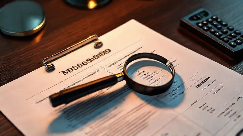 photorealistic, professional photography, 8K, cinematic lighting, sharp focus, depth of field, shot on a high-end DSLR. A detailed, open appraisal report document on a dark wood desk, with a magnifying glass over a section highlighting 'comparable sales' and 'valuation', next to a calculator showing an LTV percentage, conveying scrutiny and financial analysis.
