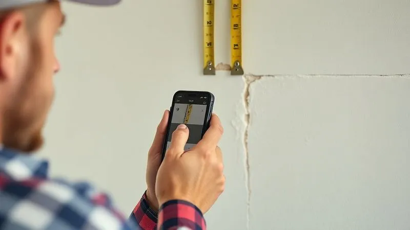 A close-up, photorealistic image of a homeowner meticulously documenting shoddy drywall repair with a smartphone, showing uneven seams and poor finish, with a tape measure for scale. Professional photography, 8K, cinematic lighting, sharp focus, depth of field, shot on a high-end DSLR. A close-up, photorealistic image of a homeowner meticulously documenting shoddy drywall repair with a smartphone, showing uneven seams and poor finish, with a tape measure for scale. Professional photography, 8K, cinematic lighting, sharp focus, depth of field, shot on a high-end DSLR.