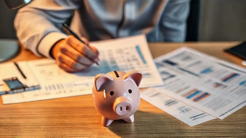 photorealistic, professional photography, 8K, cinematic lighting, sharp focus, depth of field, shot on a high-end DSLR, a person meticulously reviewing a financial spreadsheet and various insurance documents on a neat desk, with a 'piggy bank' in the foreground, representing proactive financial planning and saving for emergencies. photorealistic, professional photography, 8K, cinematic lighting, sharp focus, depth of field, shot on a high-end DSLR, a person meticulously reviewing a financial spreadsheet and various insurance documents on a neat desk, with a 'piggy bank' in the foreground, representing proactive financial planning and saving for emergencies.