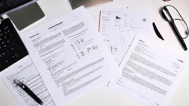 A photorealistic, detailed flat lay of various documents related to a cyber incident: a forensic report with technical diagrams, financial invoices, an incident timeline, and a printed email correspondence. All documents are neatly organized on a clean white desk. Professional photography, 8K, cinematic lighting, sharp focus on the details, depth of field, shot on a high-end DSLR.